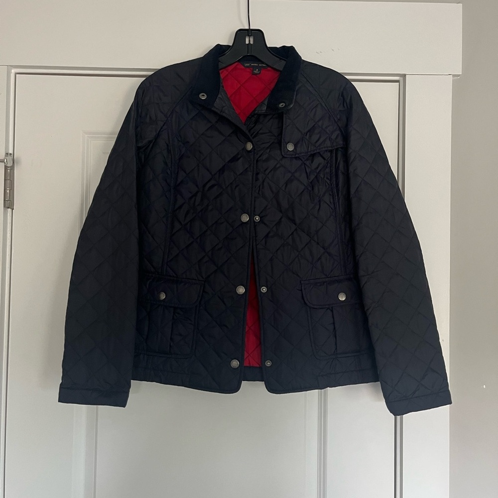 Brooks Brothers Quilted Black Jacket with Red Lining